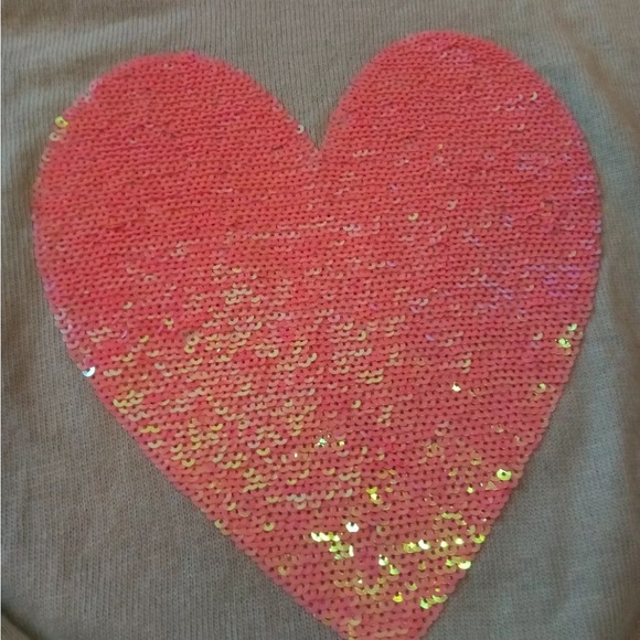 Wildfox White Label Baby Blue Pink Sequin Heart Angora Blend Sweater M - Picture 2 of 4